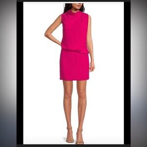 Trina Turk Lenaya cowl neck blouson hot pink size 10 pink dress NWT spring $258